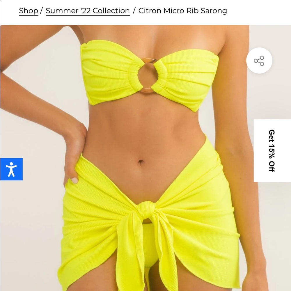 Montce Neon Yellow Ribbed Triangle Bikini Set - Picture 3 of 11